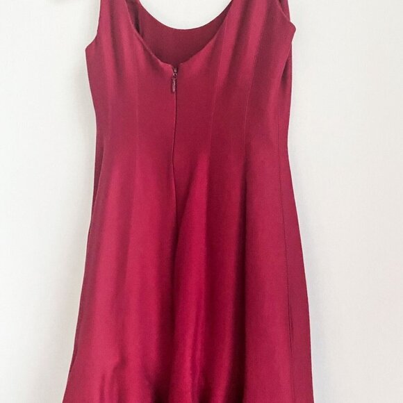 Halston Heritage Red Burgundy Sleeveless Mermaid Fit Flare Prom Red Carpet Gown - Picture 8 of 9